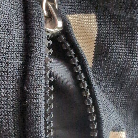 Jamie Sadock black geometric pattern silk blend lined zipup cardigan Medium - Picture 6 of 7